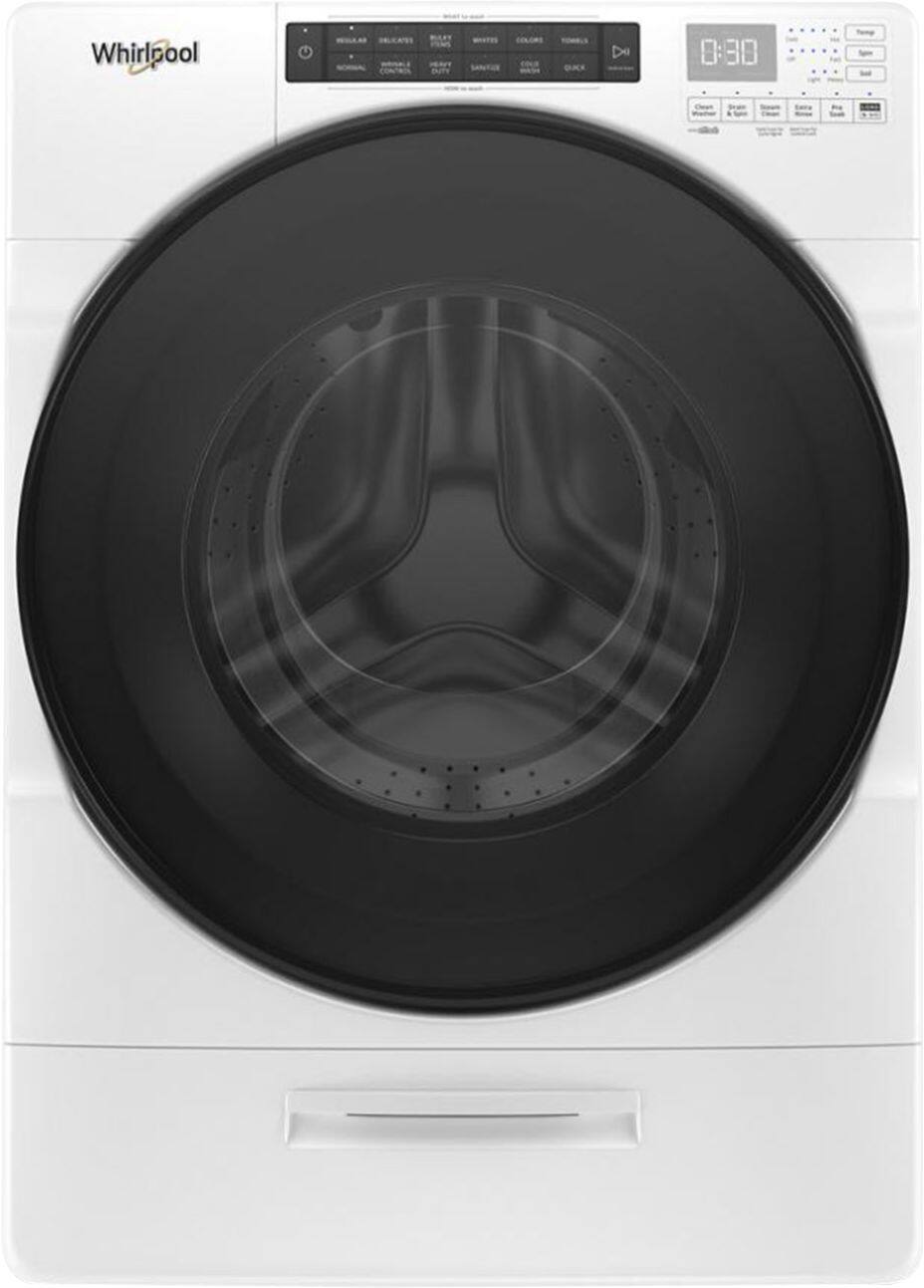 Whirlpool - Whirlpool - 4.5 Cu. Ft. 37-Cycle High-Efficiency Front-Loading Washer with Steam and Load & Go™ XL Dispenser- White - White - Front_Zoom