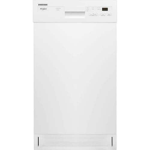 Whirlpool - 18" Front Control Built-In Dishwasher with Stainless Steel Tub - White - Front_Standard