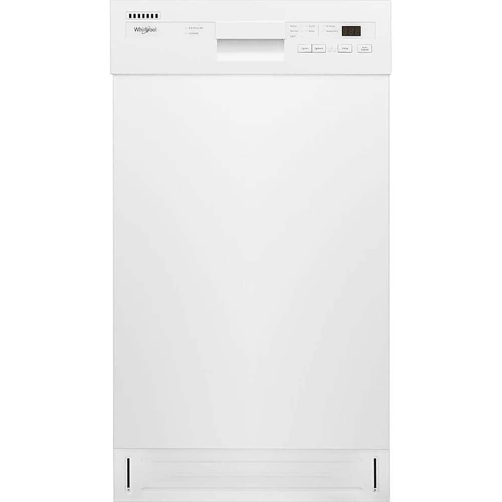 Whirlpool - 18" Front Control Built-In Dishwasher with Stainless Steel Tub - White - Front_Zoom