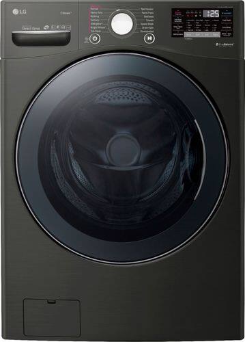 LG - 4.5 Cu. Ft. 14-Cycle Front-Loading Washer with Steam - Black Steel - Front_Standard