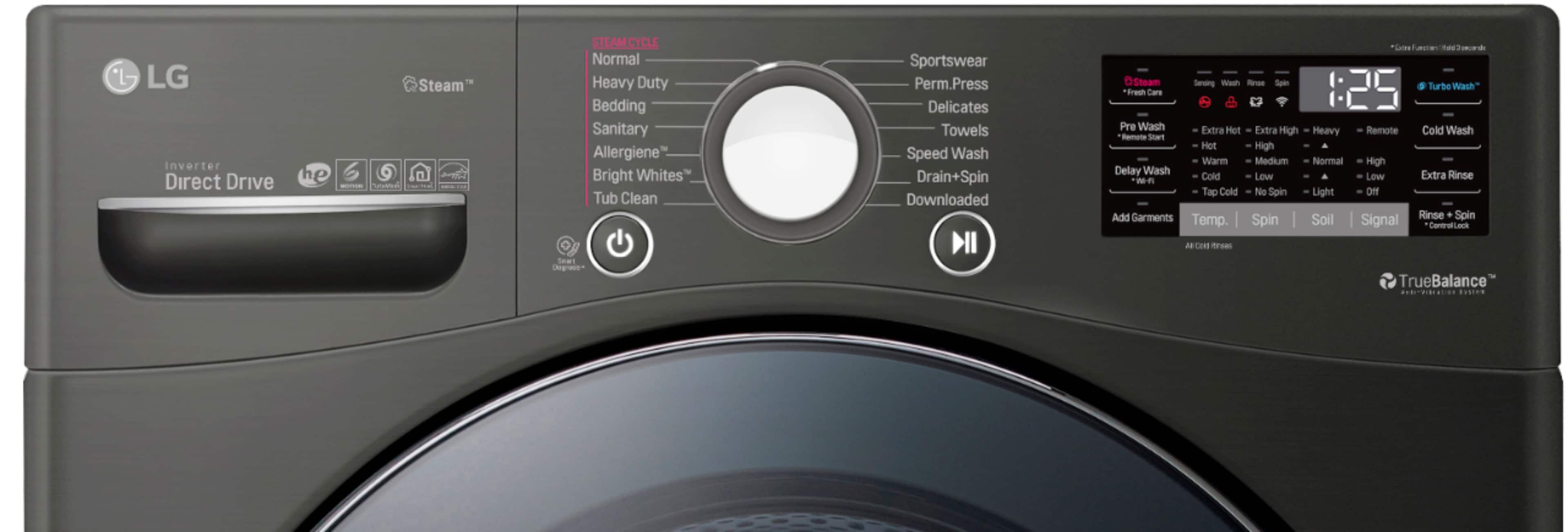 LG - 4.5 Cu. Ft. 14-Cycle Front-Loading Washer with Steam - Black Steel - Alt_View_Standard_1