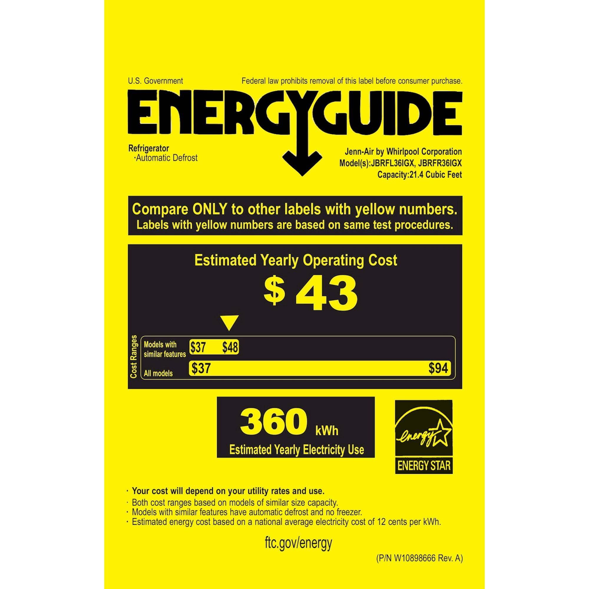 Jenn-Air - 20 Cu. Ft. Built-In Column Refrigerator - Custom Panel Ready - Energy_Guide