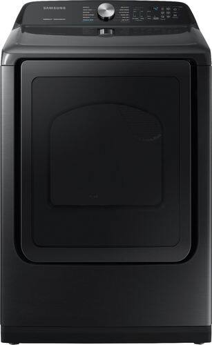 Samsung - 7.4 Cu. Ft. 12-Cycle Electric Dryer with Steam - Fingerprint Resistant Black Stainless Steel - Front_Standard
