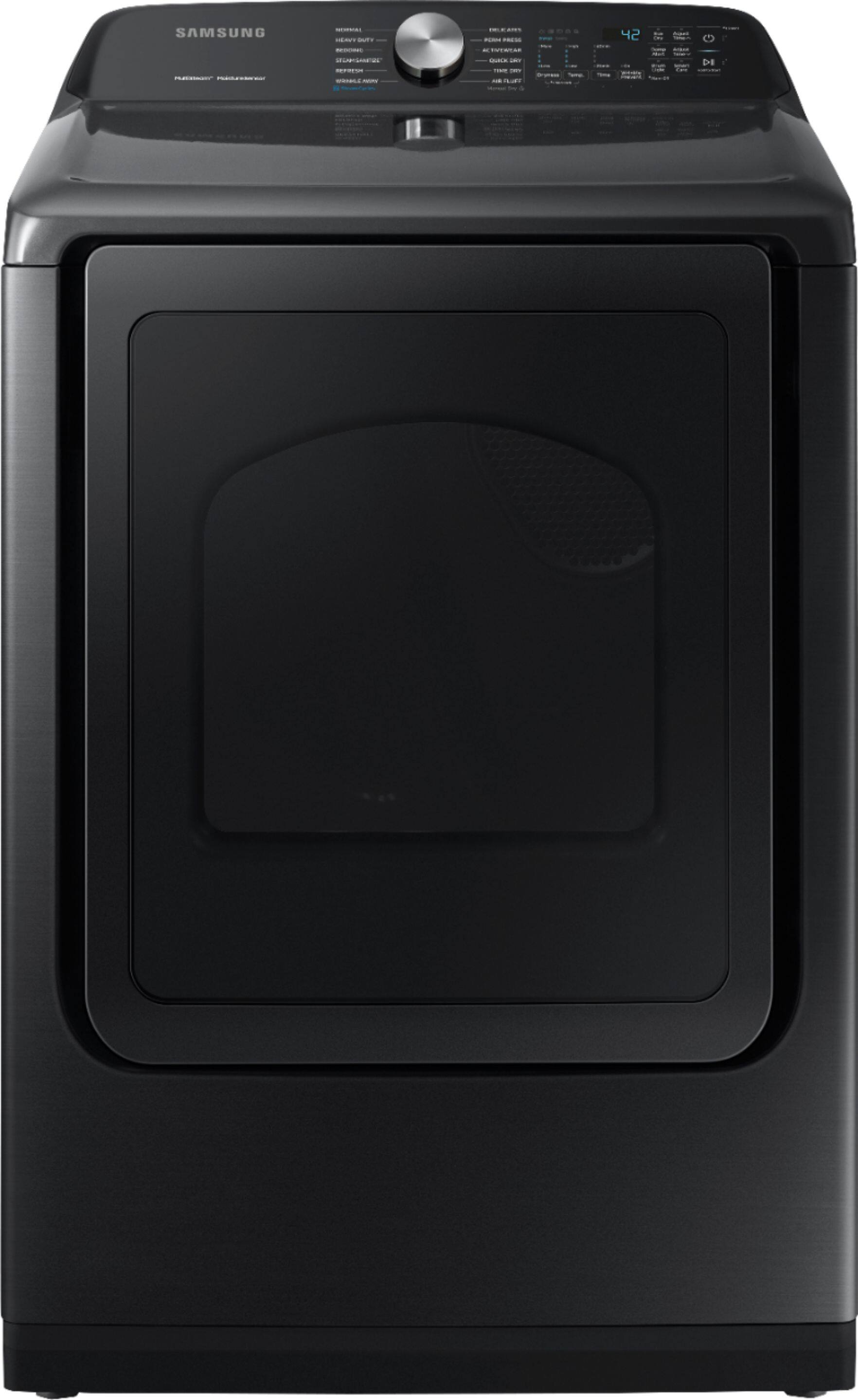 Samsung - 7.4 Cu. Ft. 12-Cycle Electric Dryer with Steam - Fingerprint Resistant Black Stainless Steel - Front_Zoom