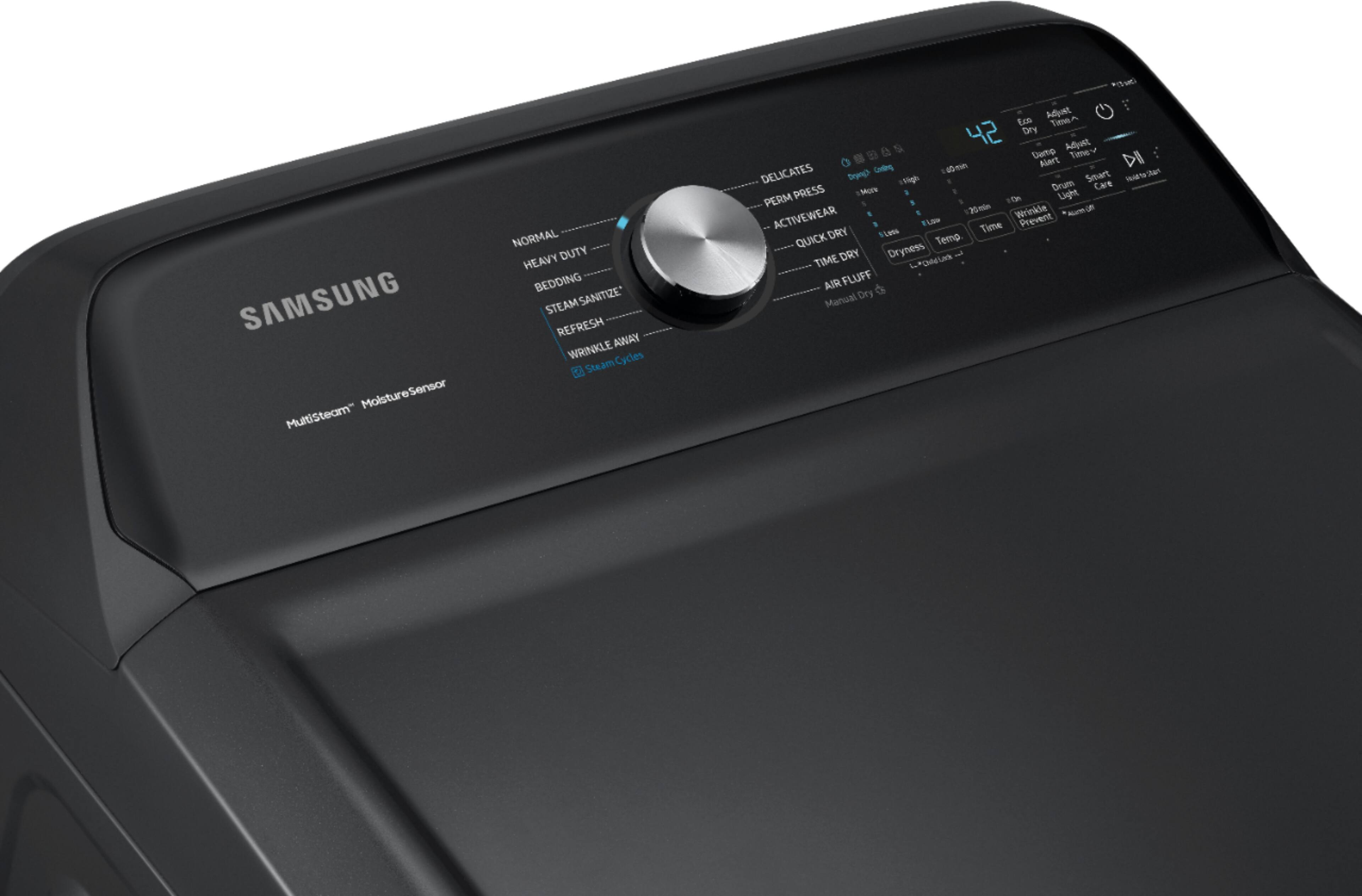 Samsung - 7.4 Cu. Ft. 12-Cycle Electric Dryer with Steam - Fingerprint Resistant Black Stainless Steel - Alt_View_Standard_1