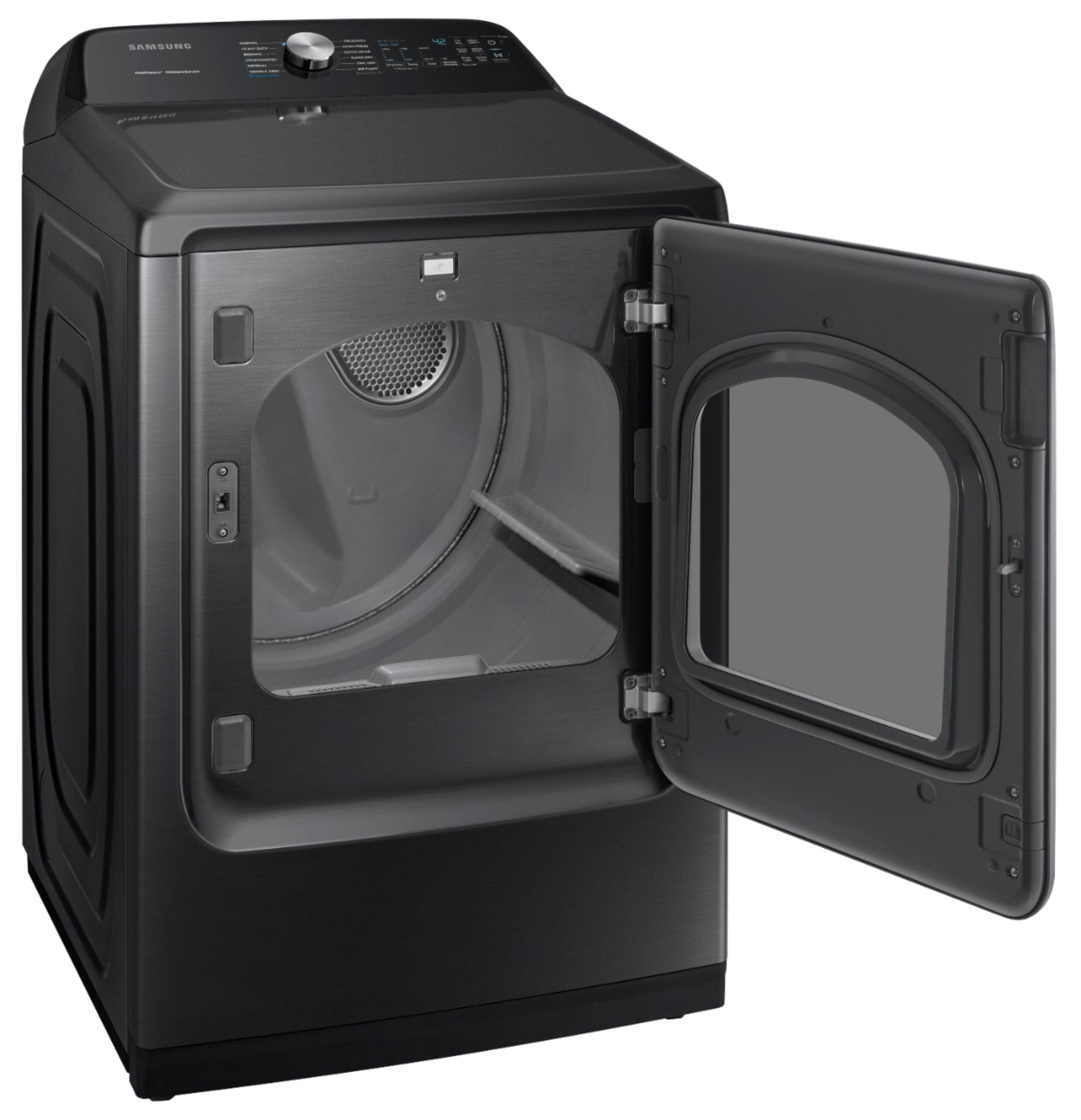 Samsung - 7.4 Cu. Ft. 12-Cycle Electric Dryer with Steam - Fingerprint Resistant Black Stainless Steel - Alt_View_Standard_2