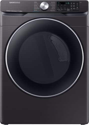 Samsung - 7.5 Cu. Ft. 12-Cycle Electric Dryer with Steam - Fingerprint Resistant Black Stainless Steel - Front_Standard