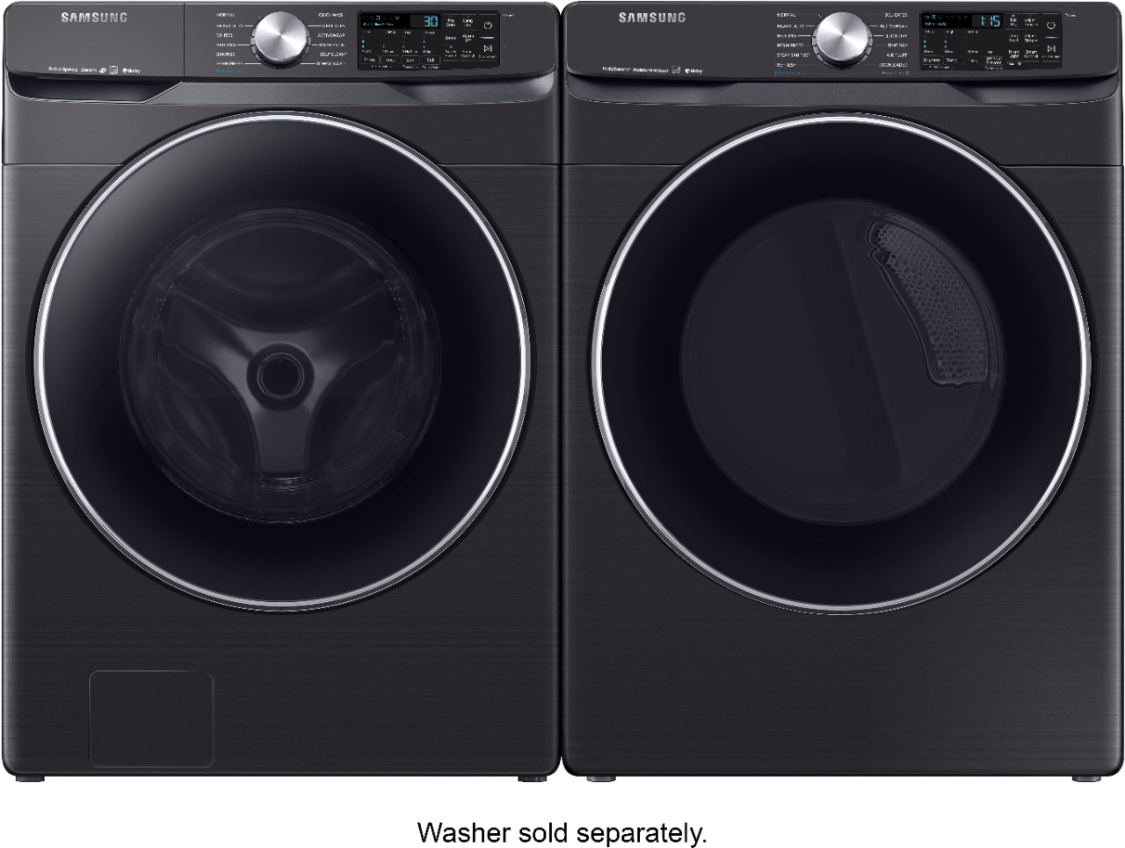 Samsung - 7.5 Cu. Ft. 12-Cycle Electric Dryer with Steam - Fingerprint Resistant Black Stainless Steel - Alt_View_Standard_20