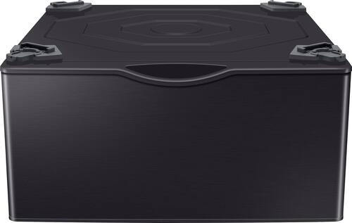 Samsung - Washer/Dryer Laundry Pedestal with Storage Drawer - Fingerprint Resistant Black Stainless Steel - Front_Standard