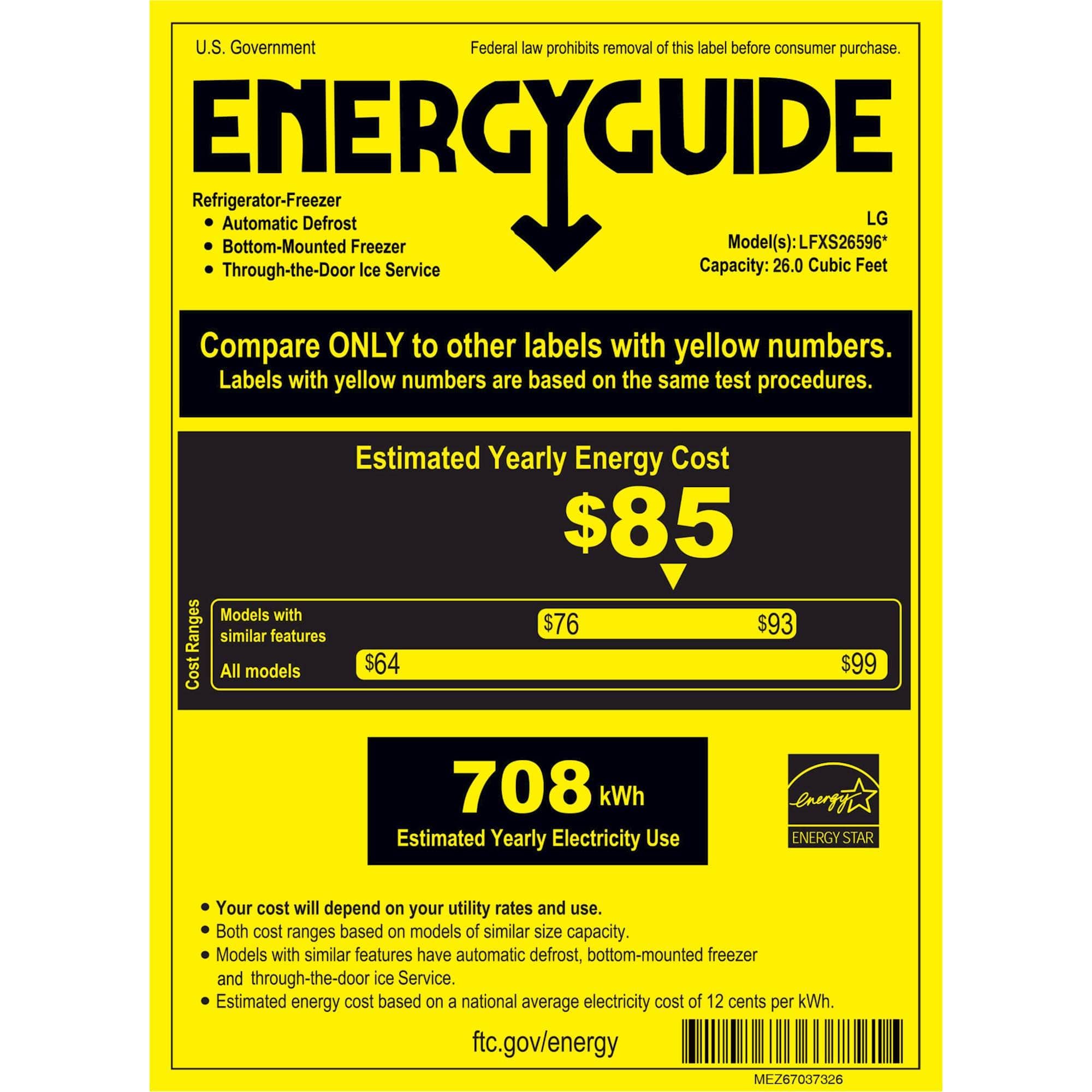 LG - 26 Cu. Ft. French Door-in-Door Refrigerator - PrintProof Black Stainless Steel - Energy_Guide