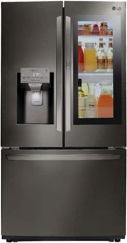 LG - 26 Cu. Ft. French Door-in-Door Refrigerator - PrintProof Black Stainless Steel - Front_Standard