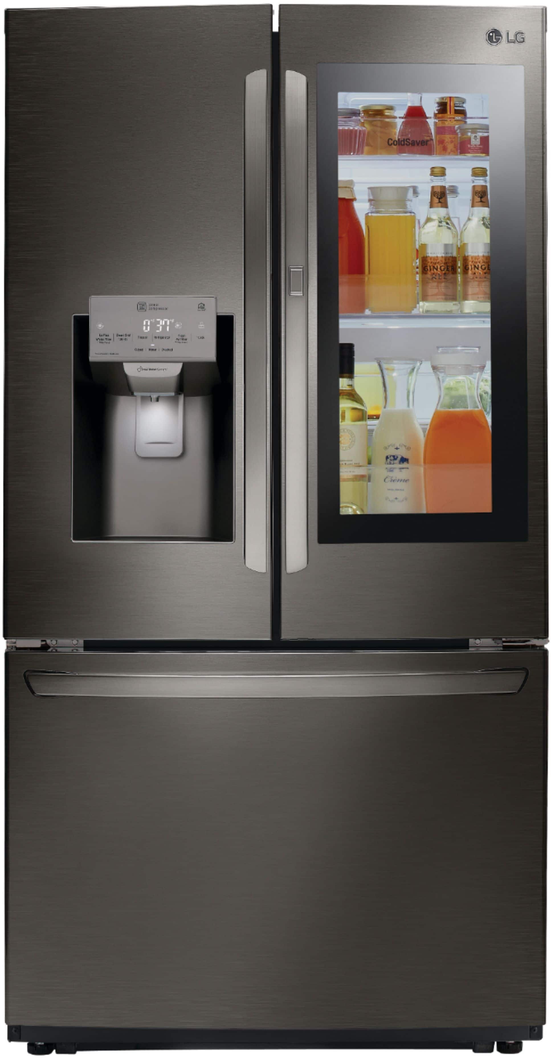 LG - 26 Cu. Ft. French Door-in-Door Refrigerator - PrintProof Black Stainless Steel - Front_Zoom