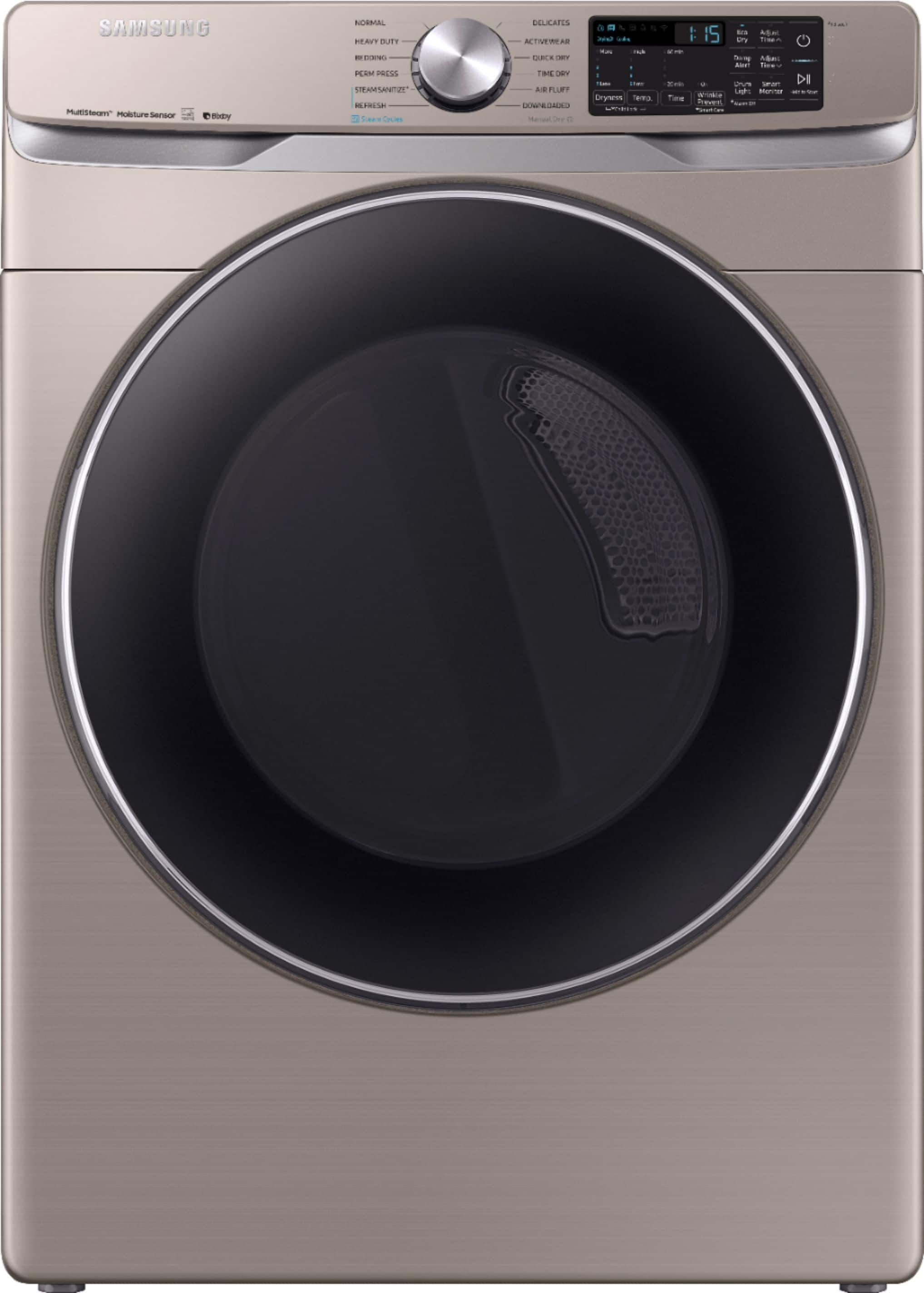Samsung - 7.5 Cu. Ft. 12-Cycle Electric Dryer with Steam - Champagne - Front_Zoom