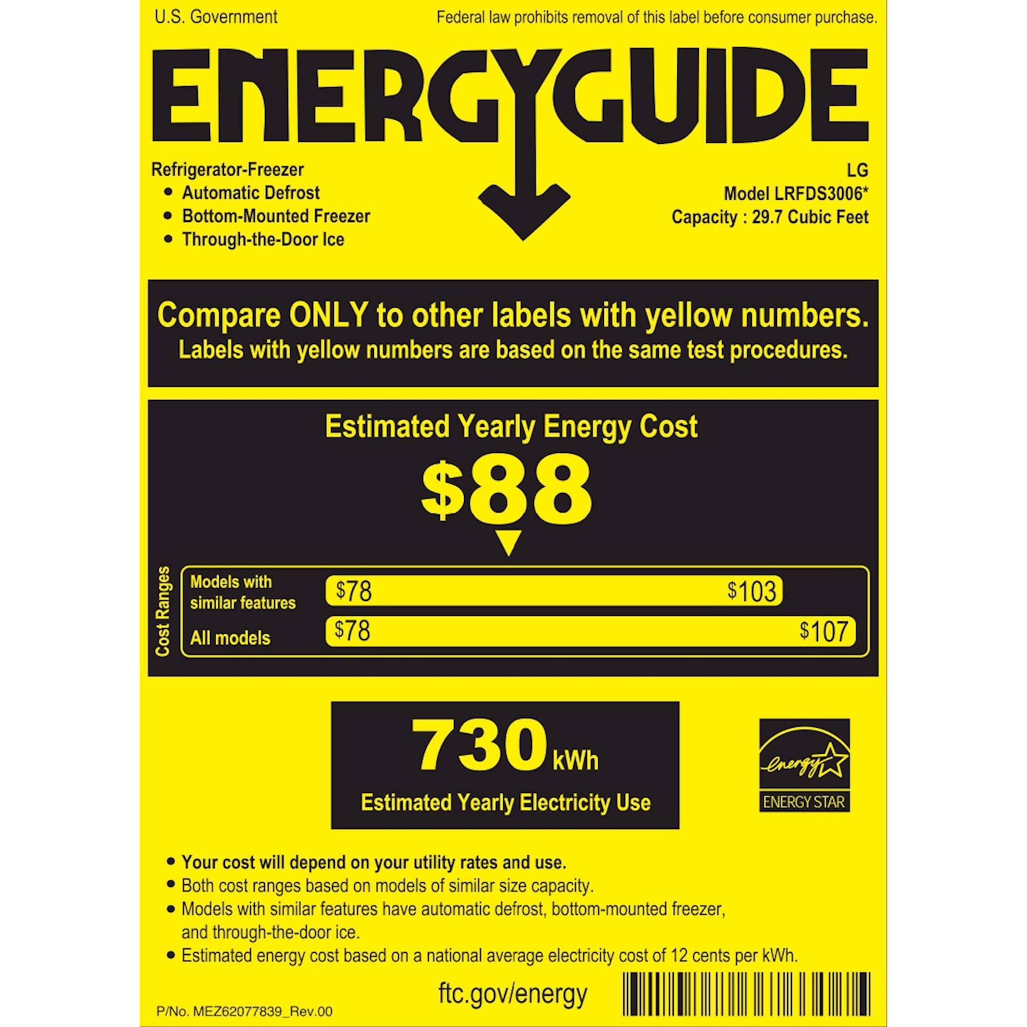 LG - 29.7 Cu. Ft. French Door-in-Door Refrigerator - PrintProof Stainless Steel - Energy_Guide
