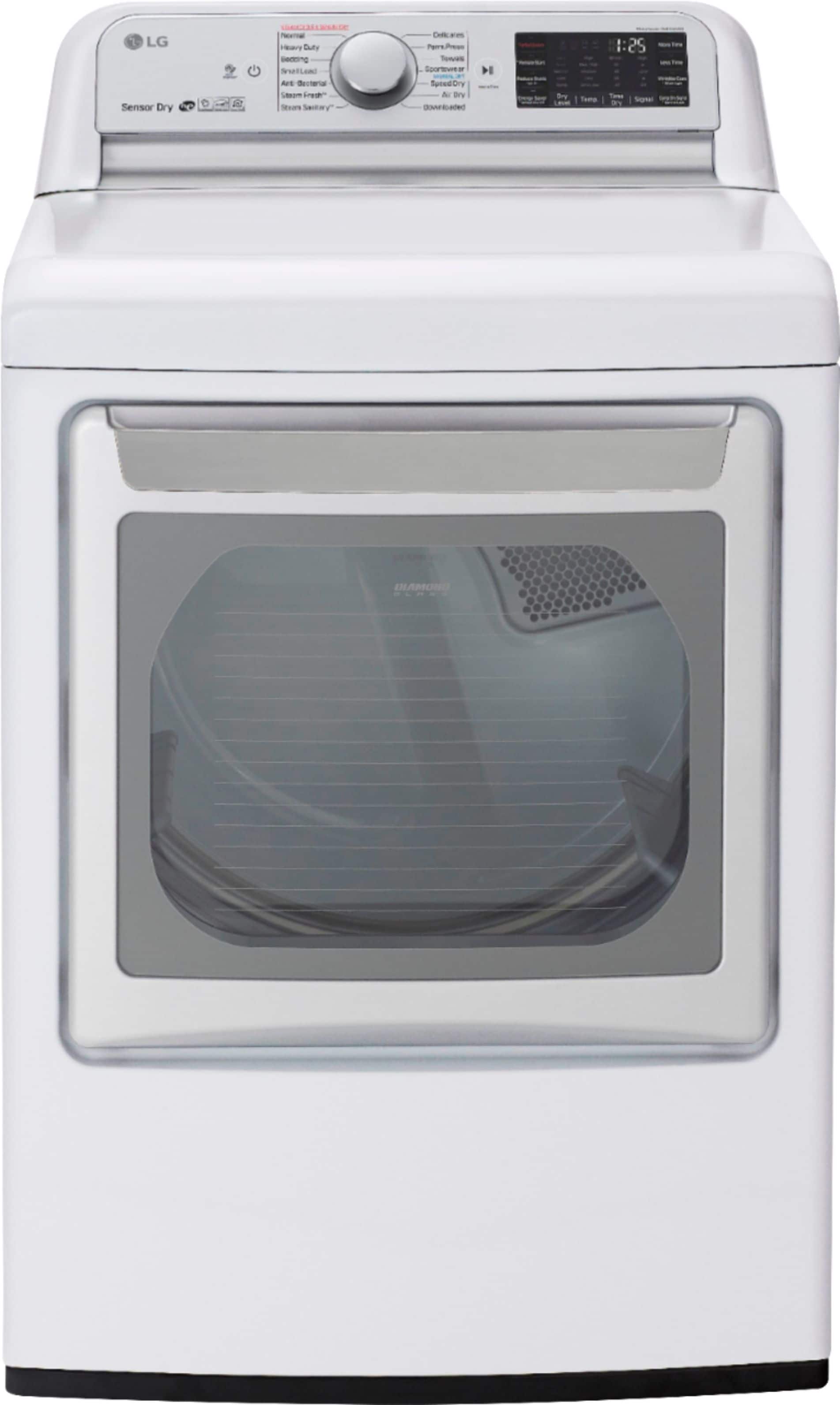 LG - 7.3 Cu. Ft. 14-Cycle Gas Dryer with Steam - White - Front_Zoom