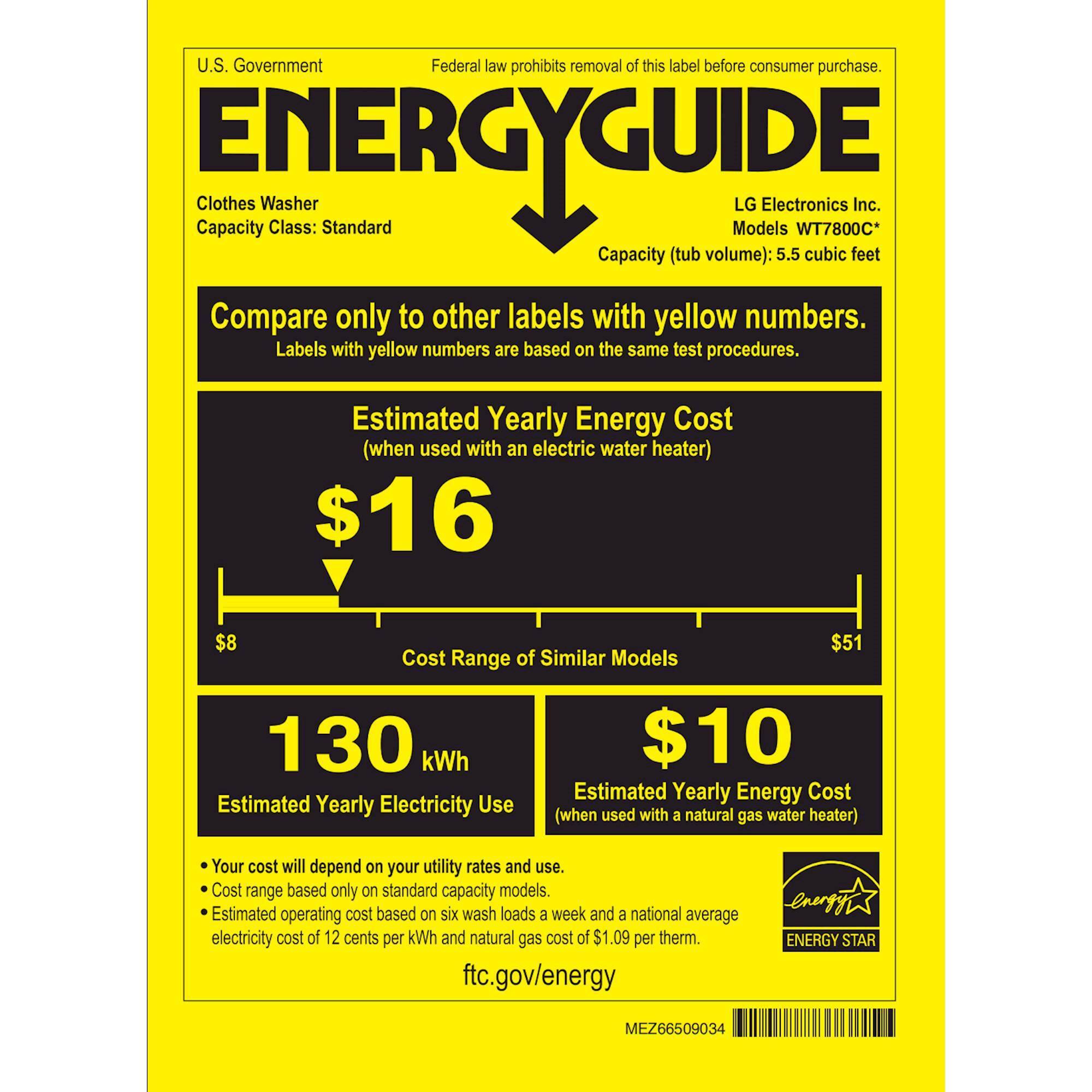 LG - 5.5 Cu. Ft. 12-Cycle Top-Loading Washer - Graphite Steel - Energy_Guide