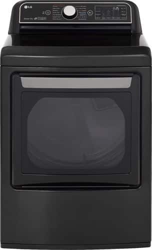 LG - 7.3 Cu. Ft. 14-Cycle Electric Dryer with Steam - Black Steel - Front_Standard