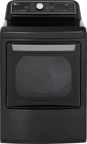 LG - 7.3 Cu. Ft. 14-Cycle Gas Dryer with Steam - Black Steel - Front_Standard