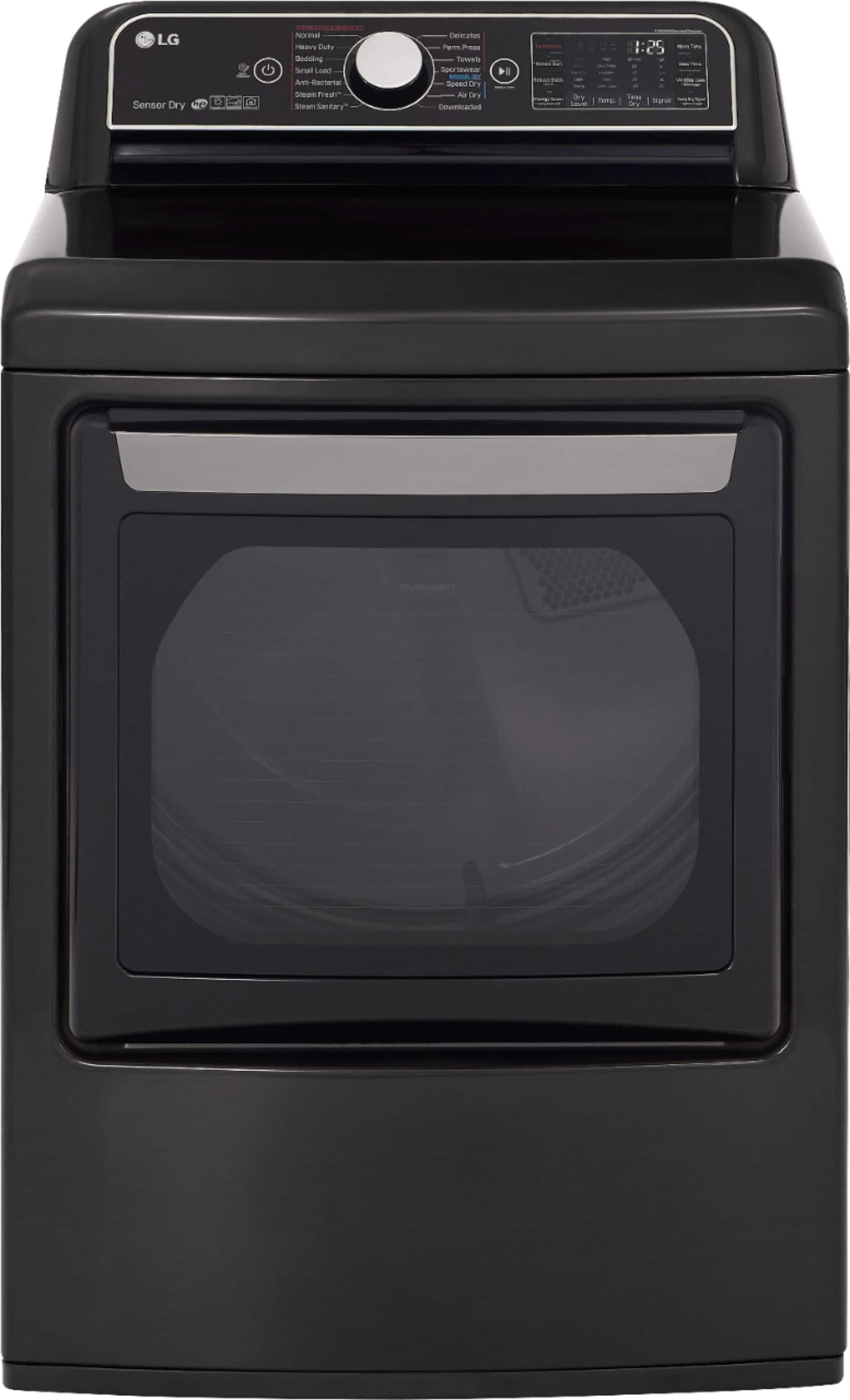 LG - 7.3 Cu. Ft. 14-Cycle Gas Dryer with Steam - Black Steel - Front_Zoom