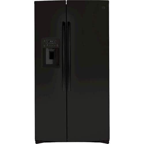 GE - 25.1 Cu. Ft. Side-by-Side Refrigerator - Black - Front_Standard