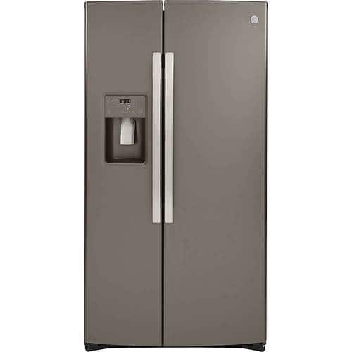 GE - 25.1 Cu. Ft. Side-by-Side Refrigerator - Slate - Front_Standard