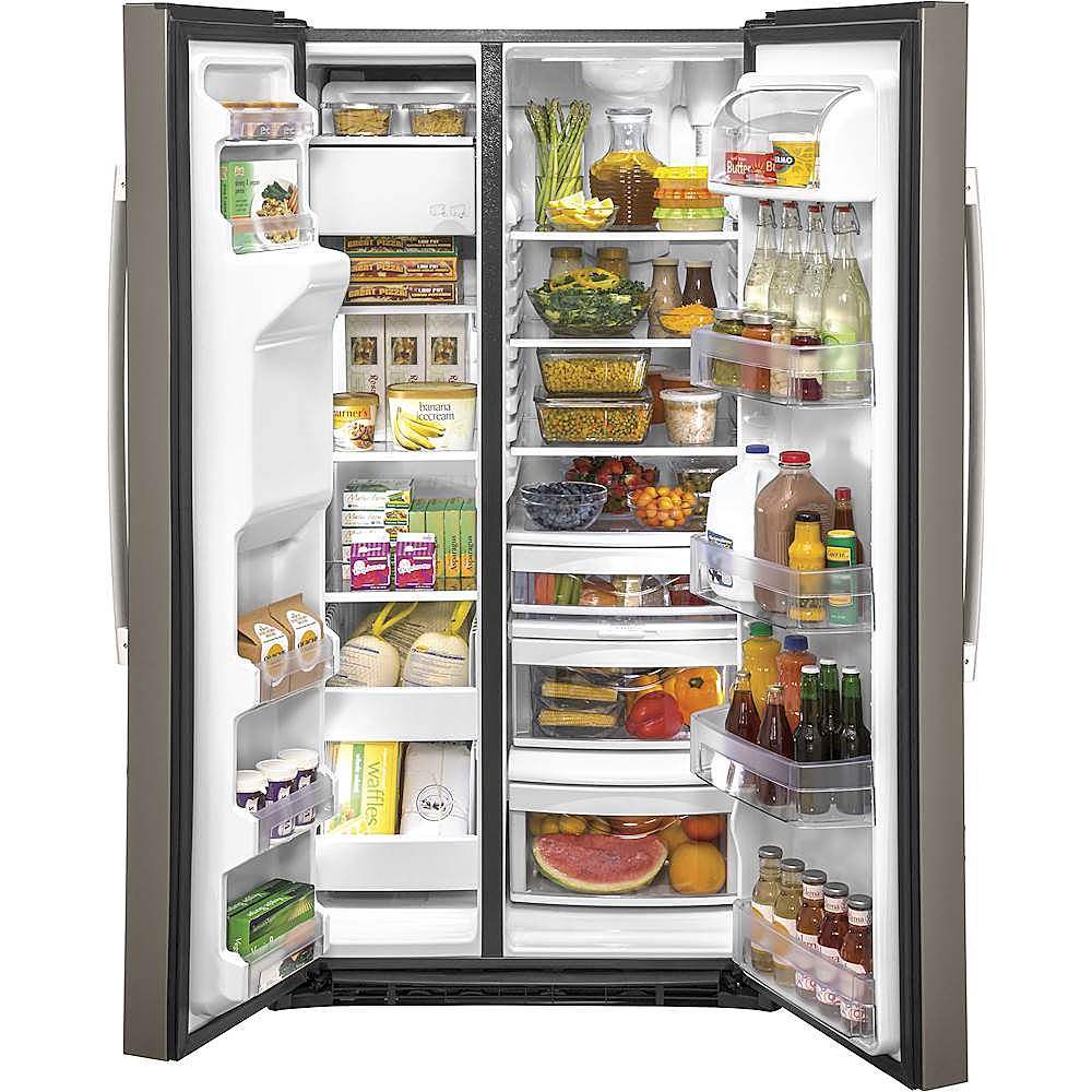 GE - 25.1 Cu. Ft. Side-by-Side Refrigerator - Slate - Alt_View_Standard_1