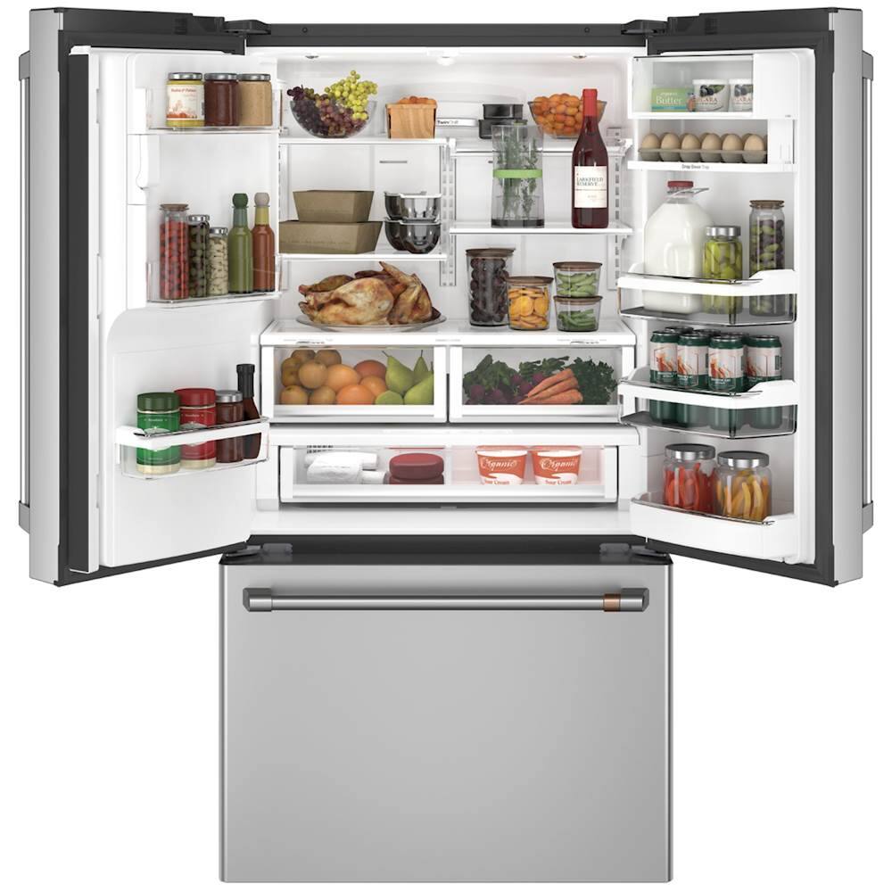 Café - 22.2 Cu. Ft. French Door Counter-Depth Refrigerator with Hot Water Dispenser - Stainless steel - Alt_View_Standard_1