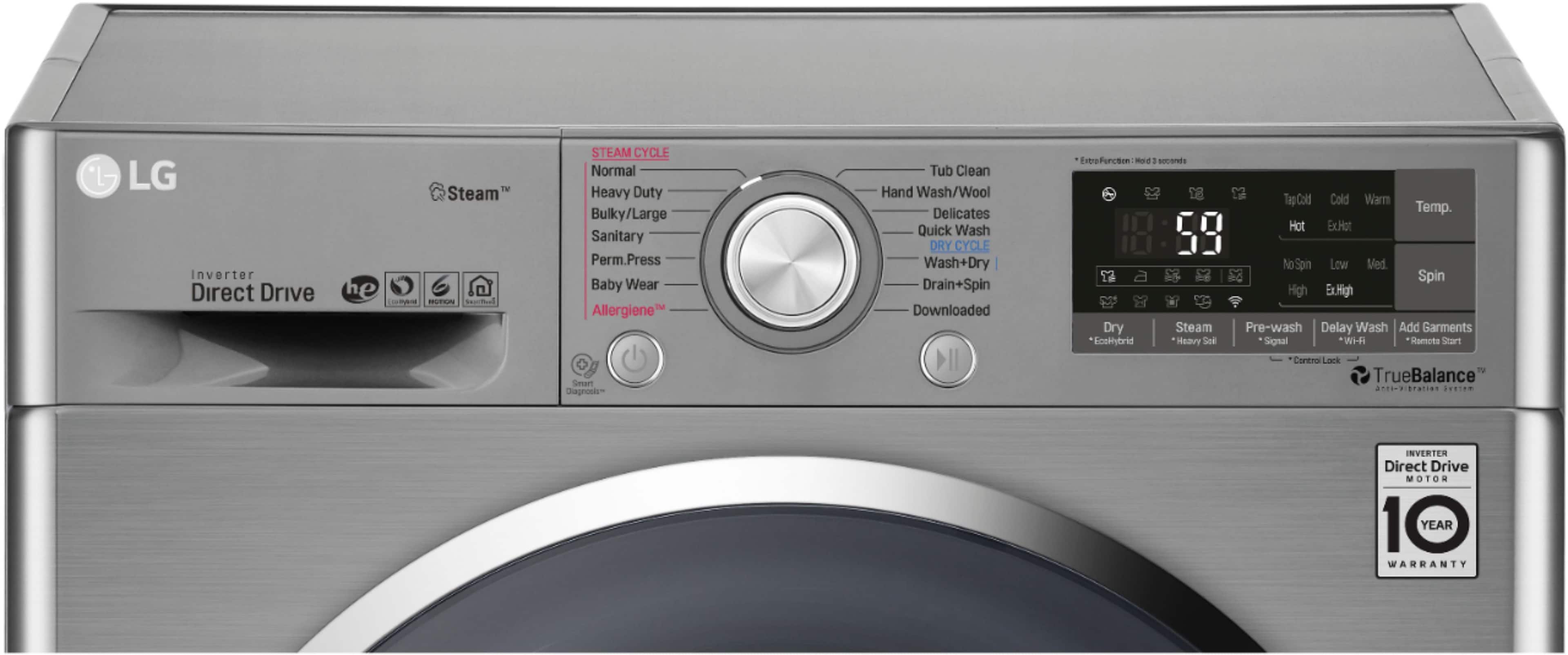 LG - 2.3 Cu. Ft. 14-Cycle Washer and 14-Cycle Electric Dryer Combo - Graphite Steel - Alt_View_Standard_1