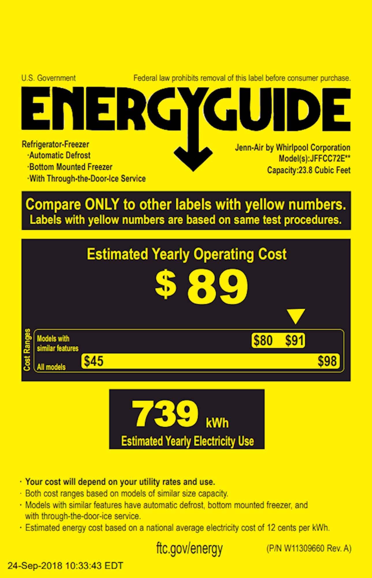 Jenn-Air - RISE 23.8 Cu. Ft. French Door Counter-Depth Refrigerator - Energy_Guide