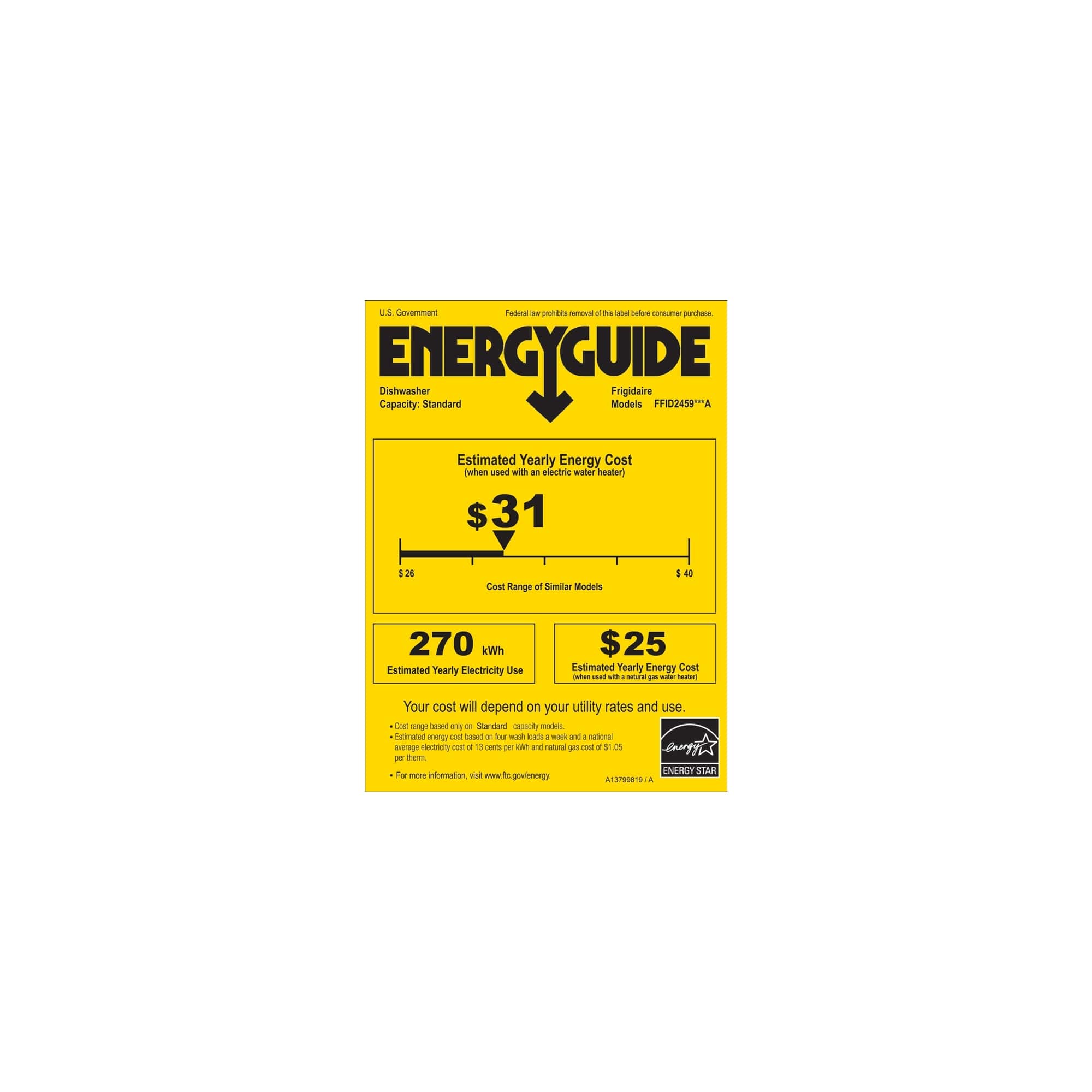 Frigidaire - 24" Top Control Tall Tub Built-In Dishwasher with Stainless Steel Tub - Stainless steel - Energy_Guide