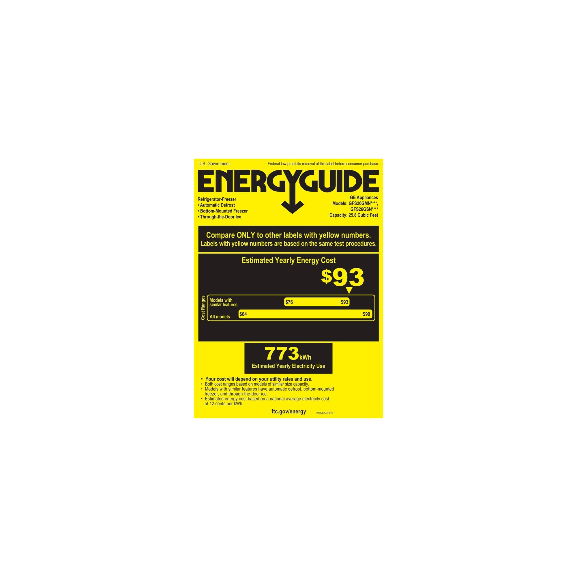 GE - 25.8 Cu. Ft. French Door Refrigerator - Slate - Energy_Guide