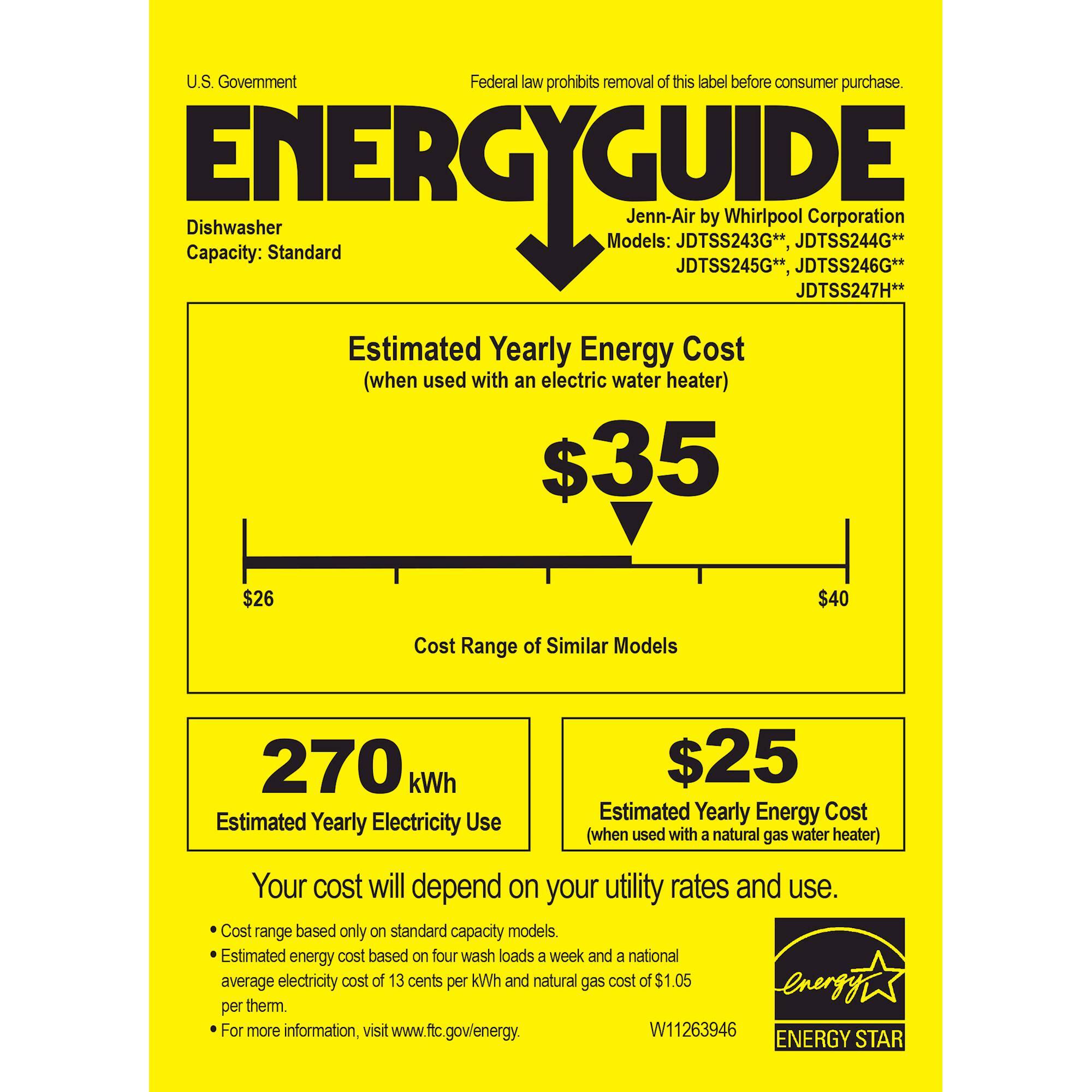 Jenn-Air - RISE TriFecta 24" Top Control Tall Tub Built-In Dishwasher with Stainless Steel Tub - Energy_Guide