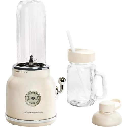 Frigidaire ESMM100 Retro Kitchen Smoothie Mixer Maker Blender with 17 Ounce Mason Jar Glass for Blending Ice, Fruits, Veggies, or Protein Foods, Cream