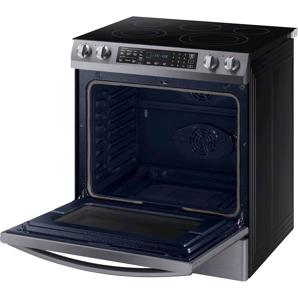 Samsung - 5.8 Cu. Ft. Self-Cleaning Slide-In Electric Convection Range - Black stainless steel - Alt_View_Standard_12