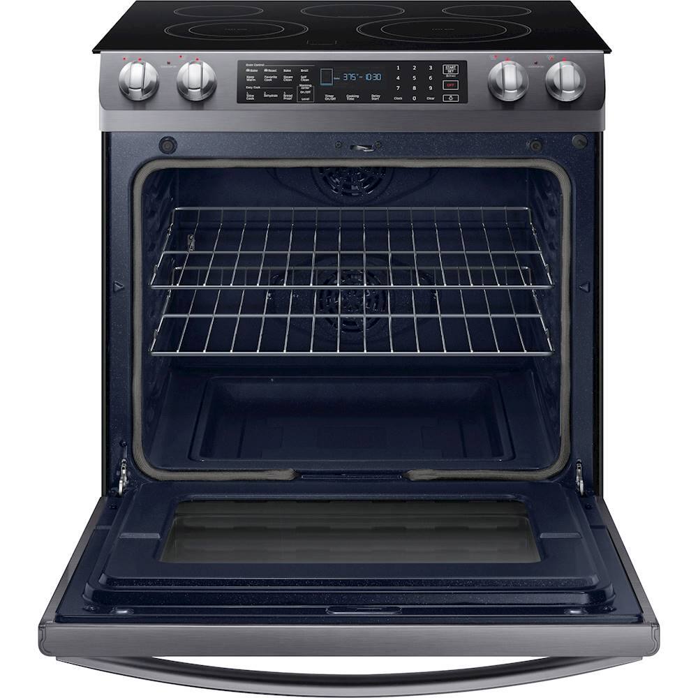 Samsung - 5.8 Cu. Ft. Self-Cleaning Slide-In Electric Convection Range - Black stainless steel - Alt_View_Standard_13