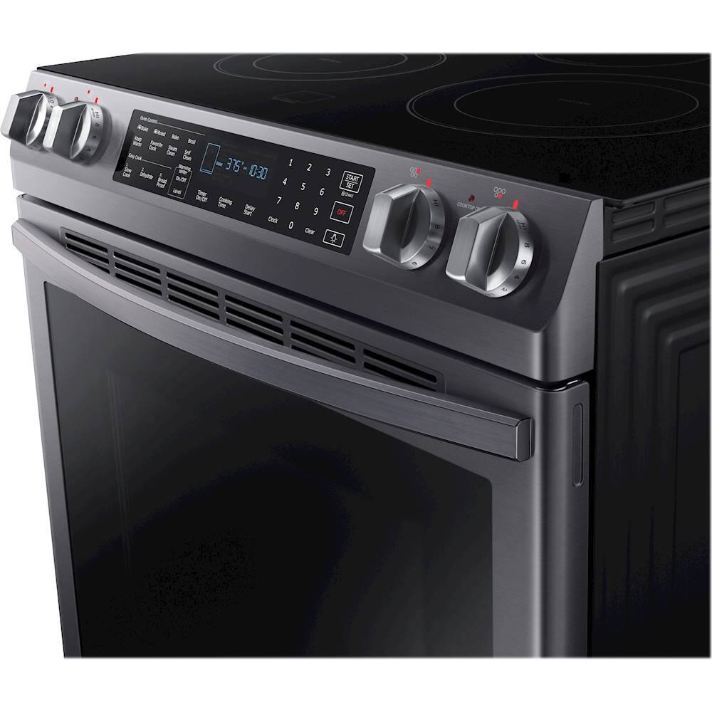 Samsung - 5.8 Cu. Ft. Self-Cleaning Slide-In Electric Convection Range - Black stainless steel - Alt_View_Standard_2