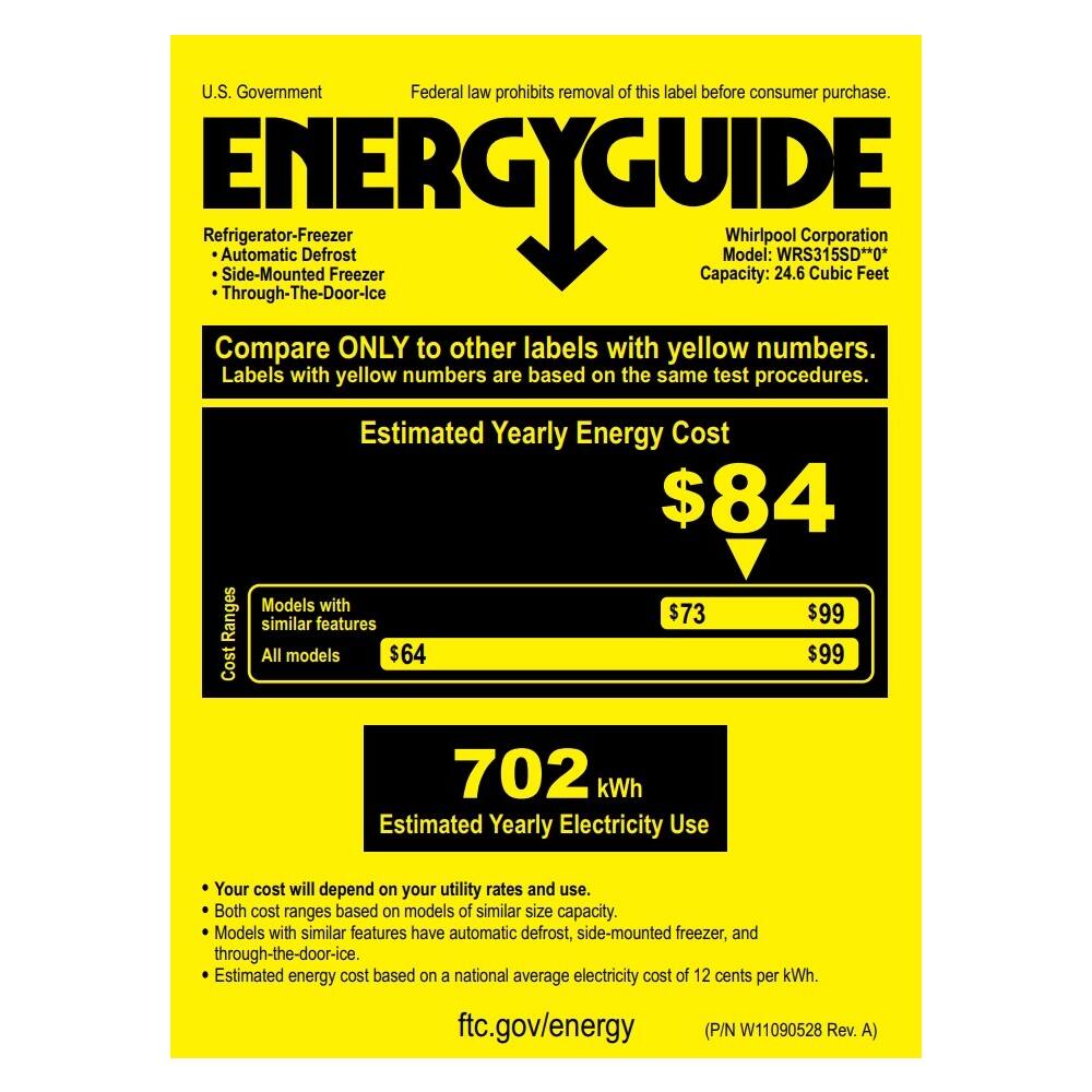 Whirlpool - 24.6 Cu. Ft. Side-by-Side Refrigerator - Bisquit - Energy_Guide