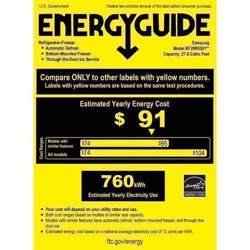 Samsung - 27.8 Cu. Ft. French Door Refrigerator with Food Showcase - Fingerprint Resistant Black Stainless Steel - Energy_Guide