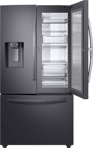 Samsung - 27.8 Cu. Ft. French Door Refrigerator with Food Showcase - Fingerprint Resistant Black Stainless Steel - Front_Standard