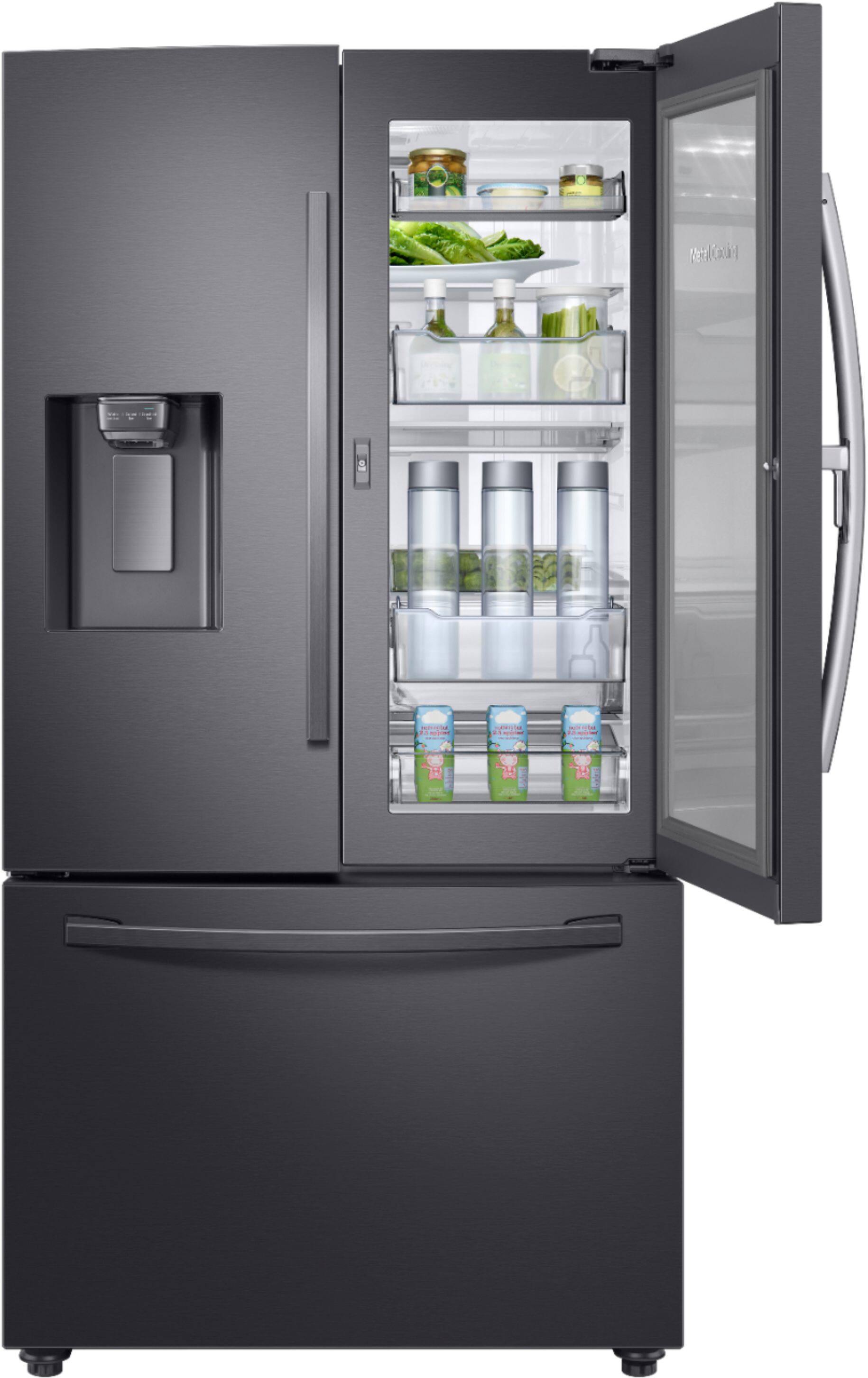 Samsung - 27.8 Cu. Ft. French Door Refrigerator with Food Showcase - Fingerprint Resistant Black Stainless Steel - Alt_View_Standard_14