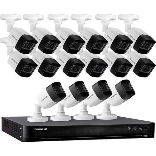 Defender - 4K Security System 16-Channel, 16-Camera Indoor/Outdoor Wired 2160p 4TB DVR Surveillance System - Black