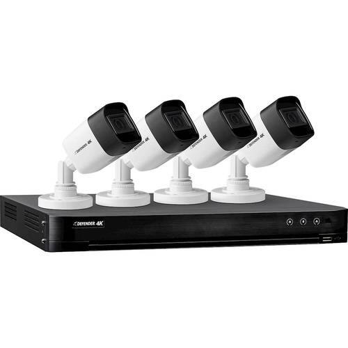 Defender - 4K Security System 4-Channel, 4-Camera Indoor/Outdoor Wired 2160p 1TB DVR Surveillance System - Black