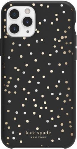 kate spade new york - Protective Hard Shell Case for Apple® iPhone® iPhone 11 Pro - Gold/Crystal Gem/Pearl/Soft Touch Disco Dots Black