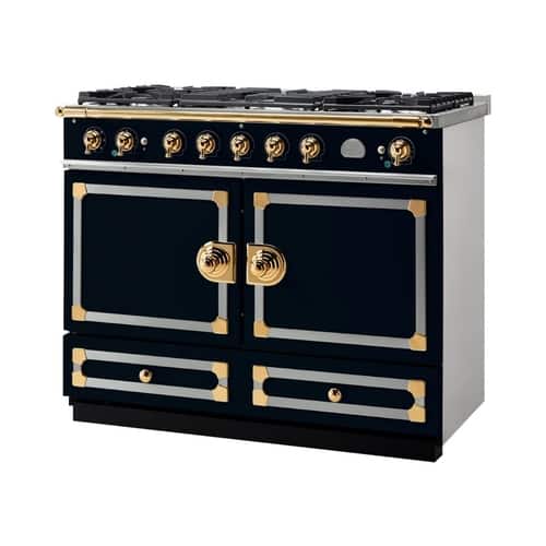 CornuFe - Freestanding Double Oven Dual Fuel Convection Range - Dark Navy Blue With Stainless Steel Trim - Front_Standard