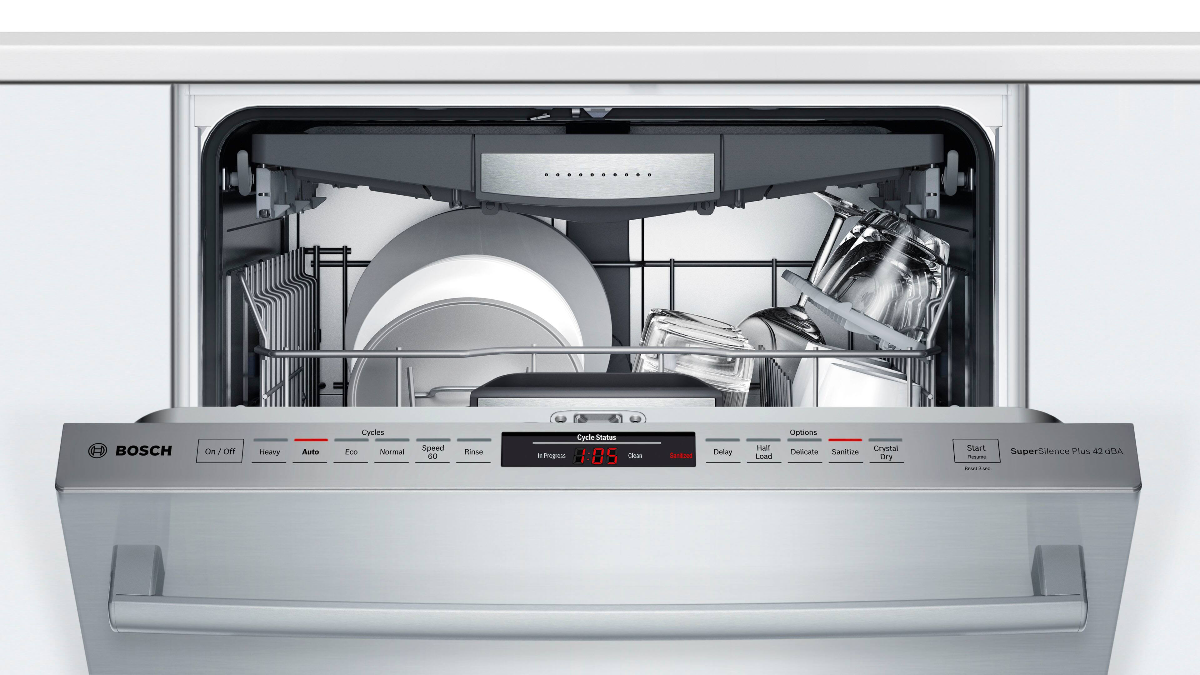 Bosch - 800 Series 24" Top Control Built-In Dishwasher with CrystalDry, Stainless Steel Tub, 3rd Rack, 42 dBa - Stainless steel - Alt_View_Standard_11