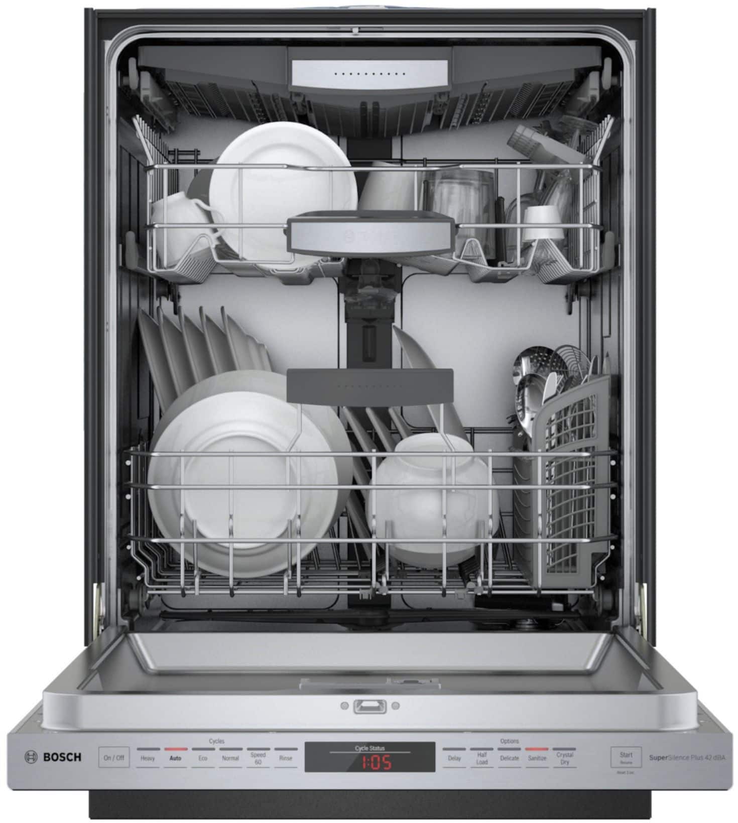 Bosch - 500 Series 24" Top Control Built-In Dishwasher with AutoAir, Stainless Steel Tub, 3rd Rack, 44 dBa - Stainless steel - Alt_View_Standard_12