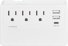 Insignia - 3 Outlet/3 USB Desktop Power Tap 900 Joules Surge Protector - White