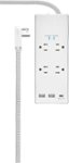 Insignia - 4 Outlet/3 USB 1200 Joules Surge Protector Strip - White