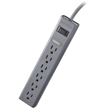 Insignia - 6-Outlet Surge Protector - Gray