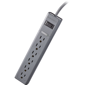 Insignia - 6-Outlet Surge Protector - Gray